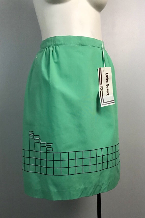 Vintage NOS 1980s Mint Green Pencil Skirt Golf Sk… - image 3