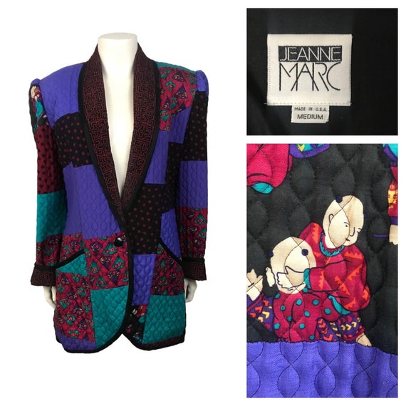 1980s Jeanne Marc Jacket / Asian Novelty Patchwork