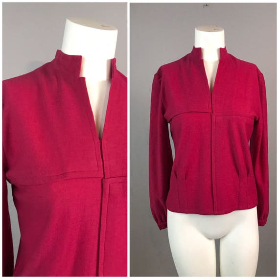Vintage 1960s Fuchsia Pink Slightly Sheer Wool Fe… - image 1