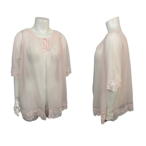 1960s Babydoll Nightgown / Pale Pink Sheer Open F… - image 8