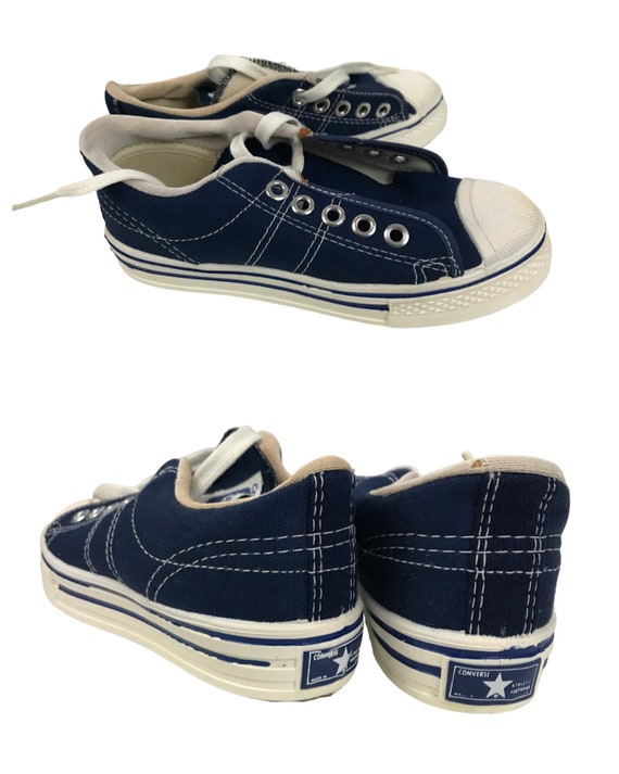 1970s Little Boys Converse Shoes / Blue Lace Up B… - image 5