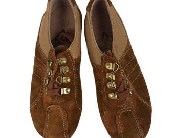 Deadstock, baskets à lacets en daim marron des années 1980, chaussures / femmes 7 *