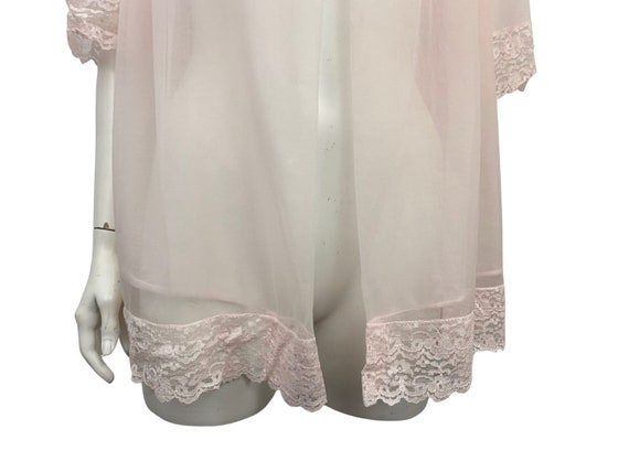 1960s Babydoll Nightgown / Pale Pink Sheer Open F… - image 4