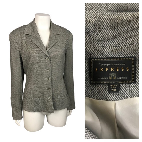 1990s Micro Check Blazer / Express 40s Style 5 Bu… - image 1