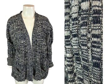 1970s Hippie Space Dye Open Front Cardigan Sweater / Women’s Plus *