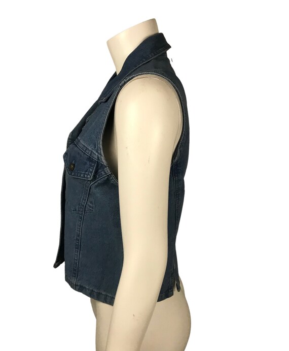 1990s Express Denim Vest / 90s Blue Jean Button U… - image 4