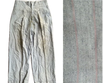 1950s Stripe High Waist Pleated Pants Slacks Workwear As Is / Men’s 30W