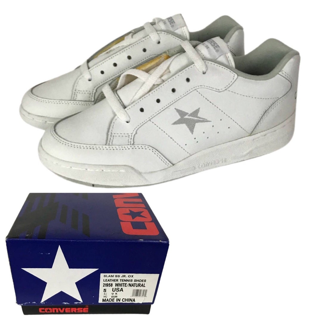 Deadstock 1990s White Leather Converse Slam Shoes Norm Core / Boy's 5 or Womens 7 Etsy