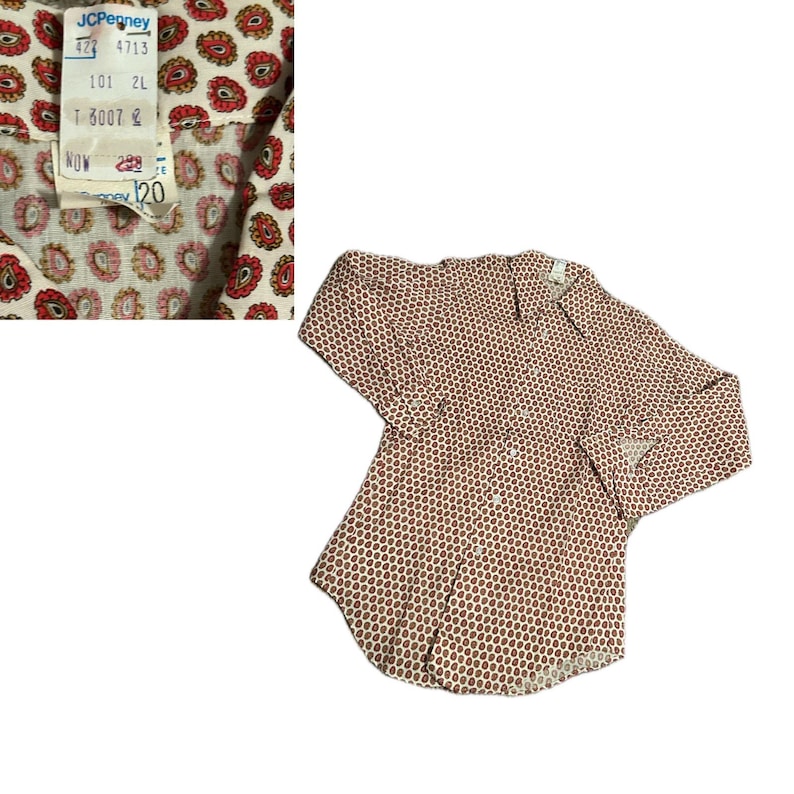 1960s NWT Mod Paisley Button Up Slim Fit Shirt Dagger Collar / Men’s XS * image 1