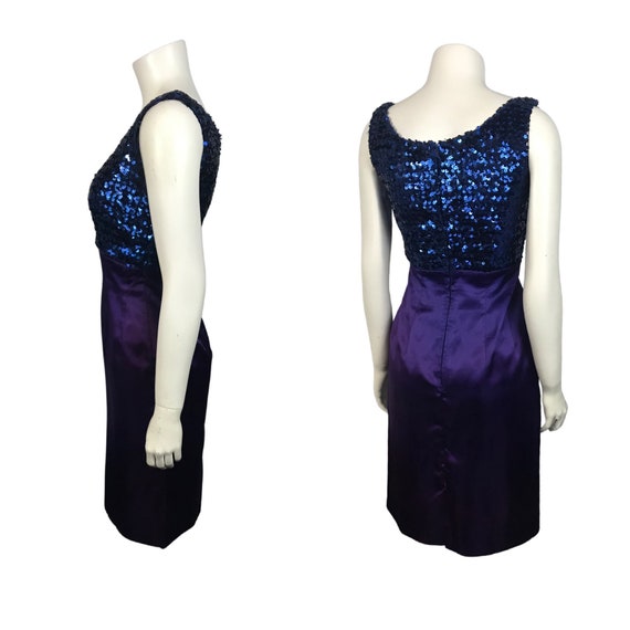 1960s Sleeveless Sexy Dress / 60s Purple Sequin F… - image 5