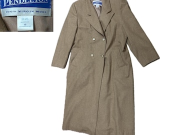 Pendleton Neutral Wool Double Breasted Long Trench Coat / size 16