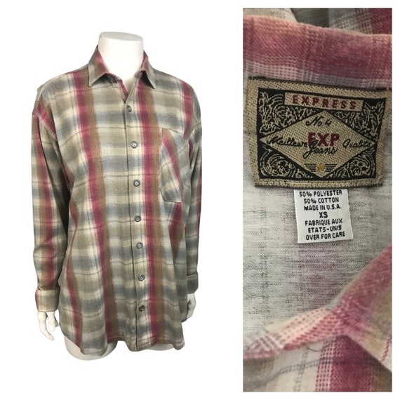 1990s Shadow Plaid Shirt / Express Oversized Flann