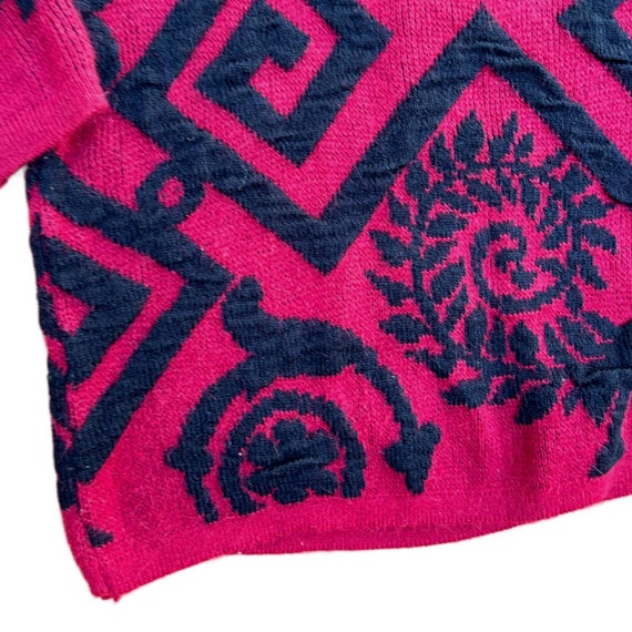 1980s Preppy Geometric Oversized Chunky Sweater T… - image 2