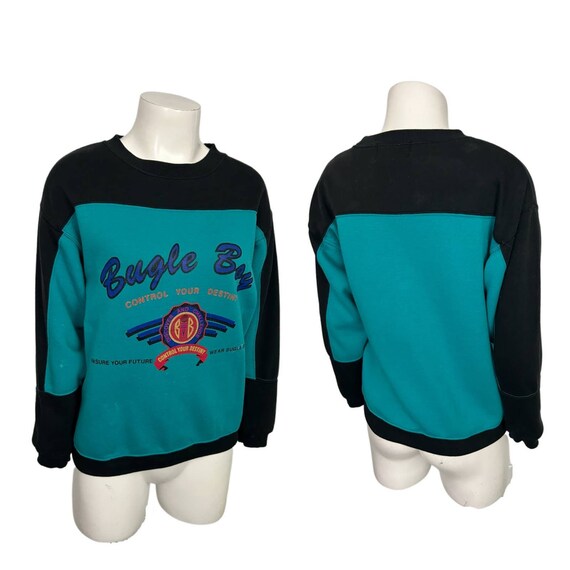 1990s Bugle Boy Color Block Spellout Graphics Swe… - image 3