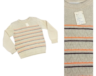 1970s Kids Knit Sweater Top / Stripe Acrylic Pullover Top Long Sleeve / Little Boys 2