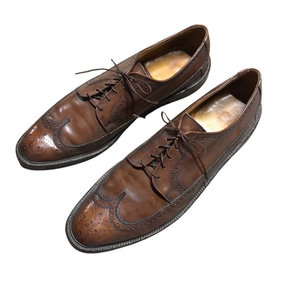 1960s Florsheim Wingtip Shoes / 60s Brown Leather