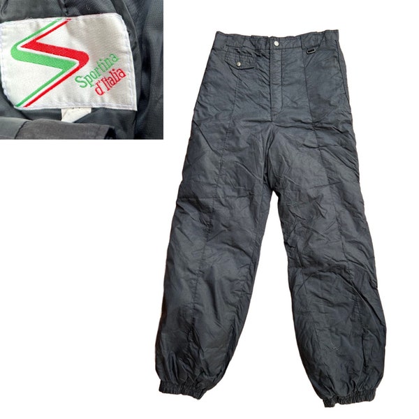 1980s Black Nylon Outdoor Winter Parachute Ski Pants / Women’s Medium *