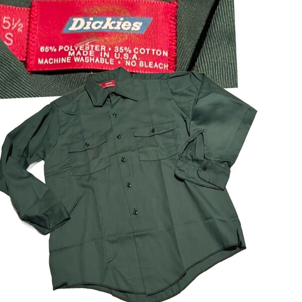 Vintage Deadstock Dickies Green Button Up Workwear Shop Shirt / Men’s Small *