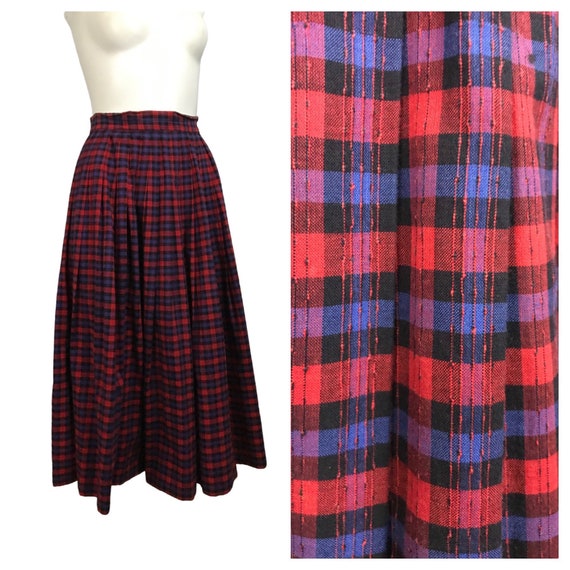 1950s Plaid Skirt / 50s Red Plaid Full Skirt / Below Knee | Etsy