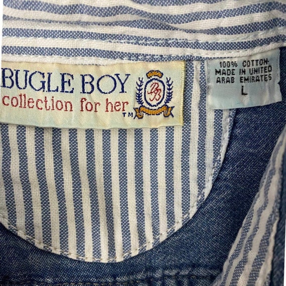 1990s Blue Denim Cotton Button Up Shirt by Bugle … - image 3