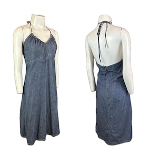 gap halter denim dress Vintage Y2K Blue Top / Women's Size 16 4th of July Sale 26