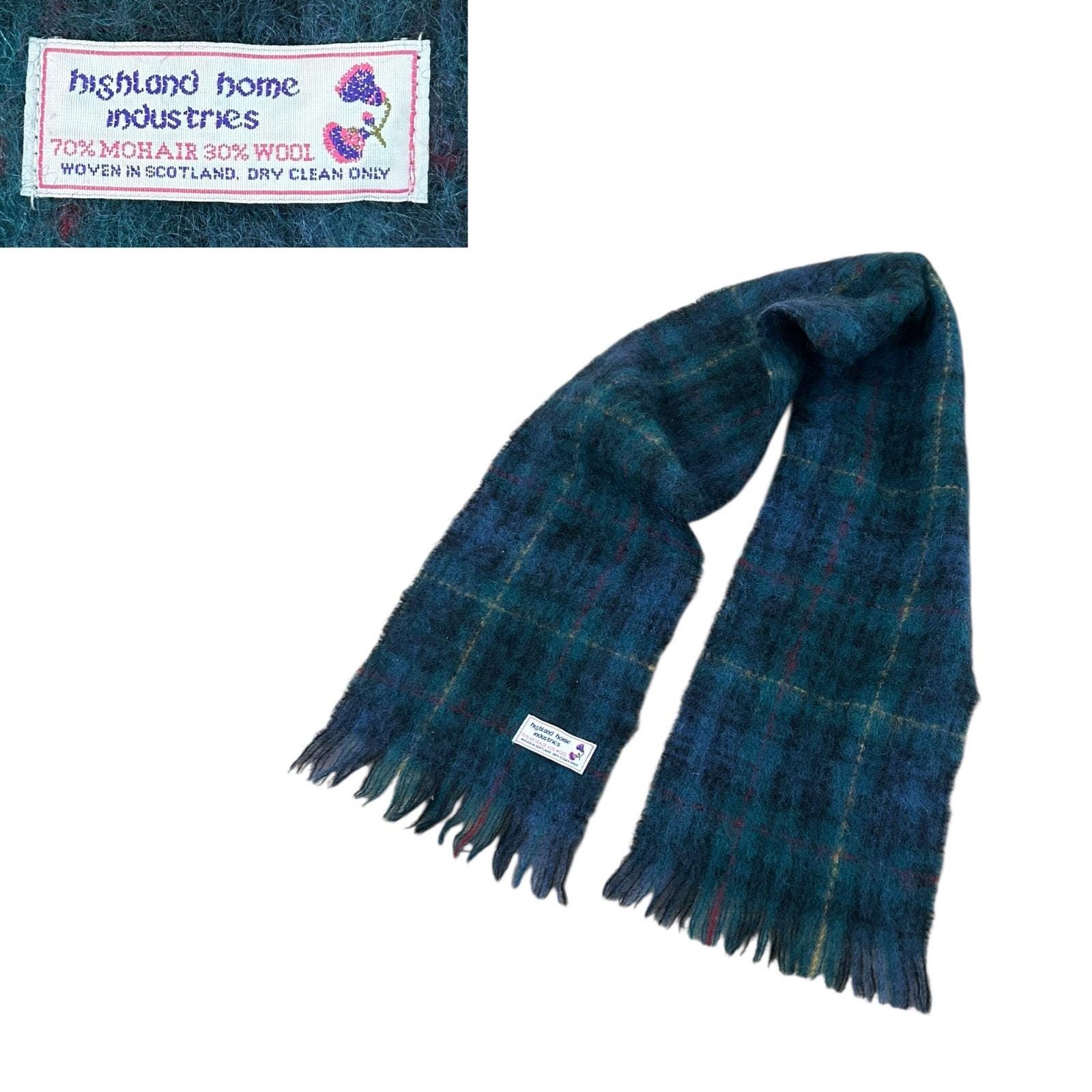 Jenners Mohair scarf Blue Plaid Made In Scotland Soft Fringe Blue Mohair Plaid Scarf: Warm Winter Shawl - Etsy main image 4