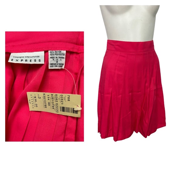 NWT 1990s Express Hot Pink Pleated Short Skirt / W