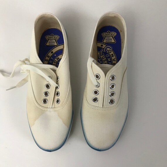 1960s Converse Shoes / NOS White Canvas Lace Up T… - image 2