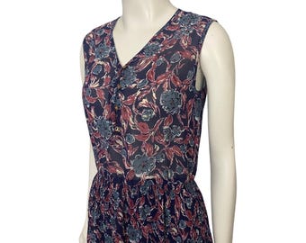 Vintage 80s MYF Tokyo Floral Midi Dress Long Sleeve Detachable Top Look / XS -