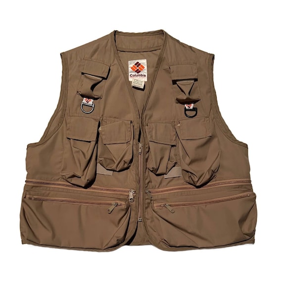 1990s Columbia Sportswear Khaki Zip up Fishing Vest USA Made