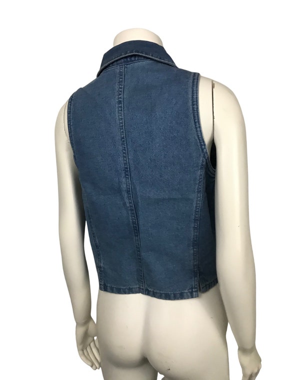 1990s Express Denim Vest / 90s Blue Jean Button U… - image 7