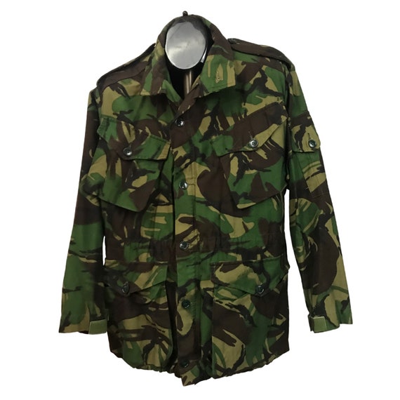 1980s Camo Shirt Jacket / 80s Woodland Zip Up Cam… - image 1