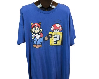 Y2K 2002 Super Mario Bros 1 up Graphics Cotton T Shirt