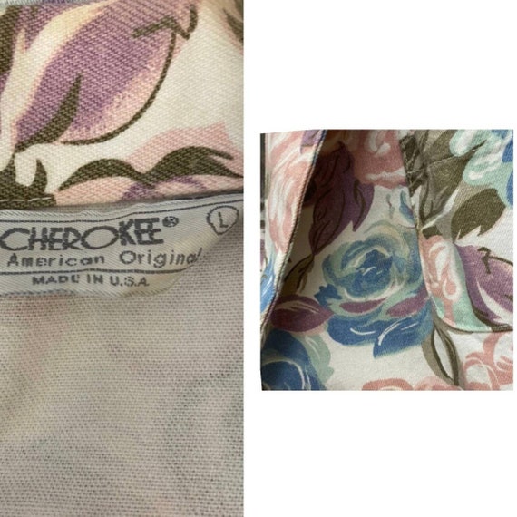 Vintage Rose Pastel Floral Cotton Shirt Jacket Blazer