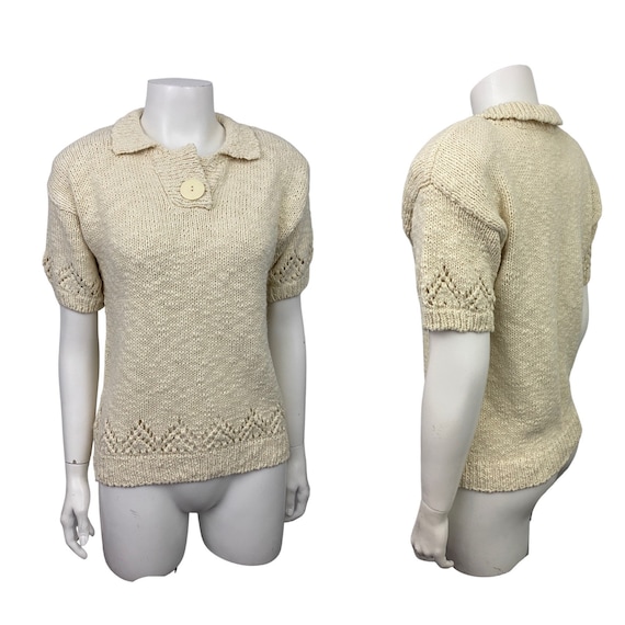 1980s Knit Sweater Shirt / Tobacco Knit Pullover … - image 1