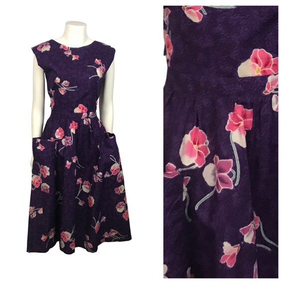 1980s Island Dress / 80s Floral Print Frock Dress