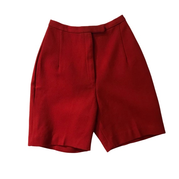1960s Shorts / 60s Rust Color Wool High Waist Berm