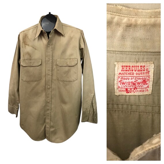 1930s Work Wear Shirt / 30s Distressed Hercules Co