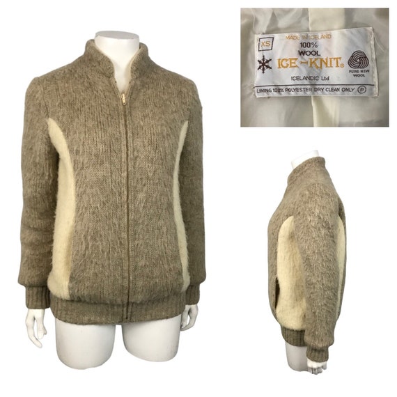 1980s Icewool Sweater Jacket / 80s Nordic Icelandi