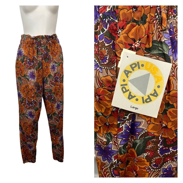 NWT 1990s Floral Whimsy Goth Loungewear Pants Unworn / Women's XS/S