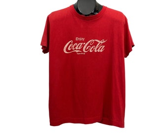 Jaren 1980 Coca Cola T shirt / jaren 80 Distressed Enjoy Coca Cola Tee Single Stitch / Women's XL