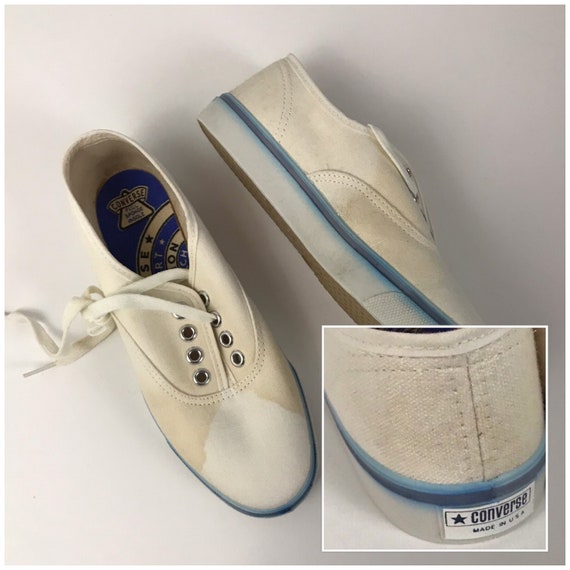 1960s Converse Shoes / NOS White Canvas Lace Up T… - image 10