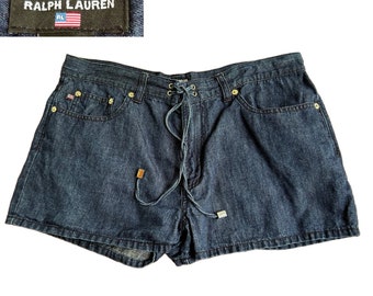 1990s Ralph Lauren Denim Lace Up Booty Shorts Daisy Duke / Women’s XL *