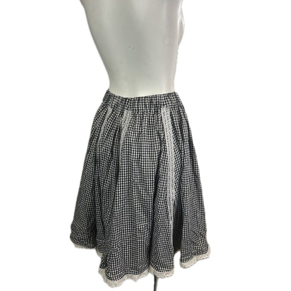 1980s Black White Gingham Full Circle Skirt Squar… - image 2