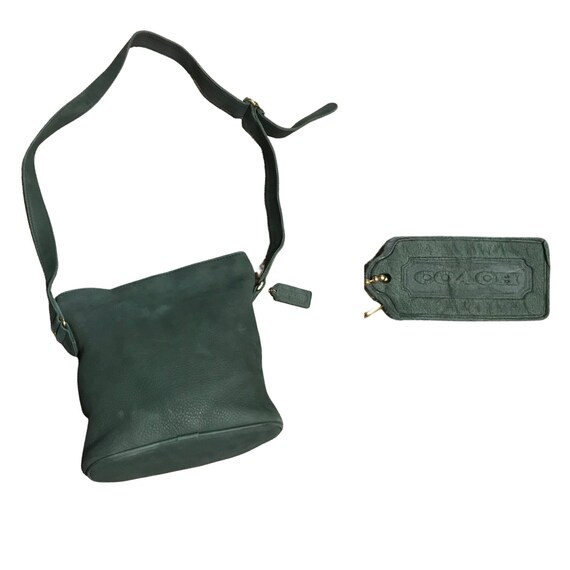 Vintage Coach Green Leather Bucket Bag / Nubuck Sh