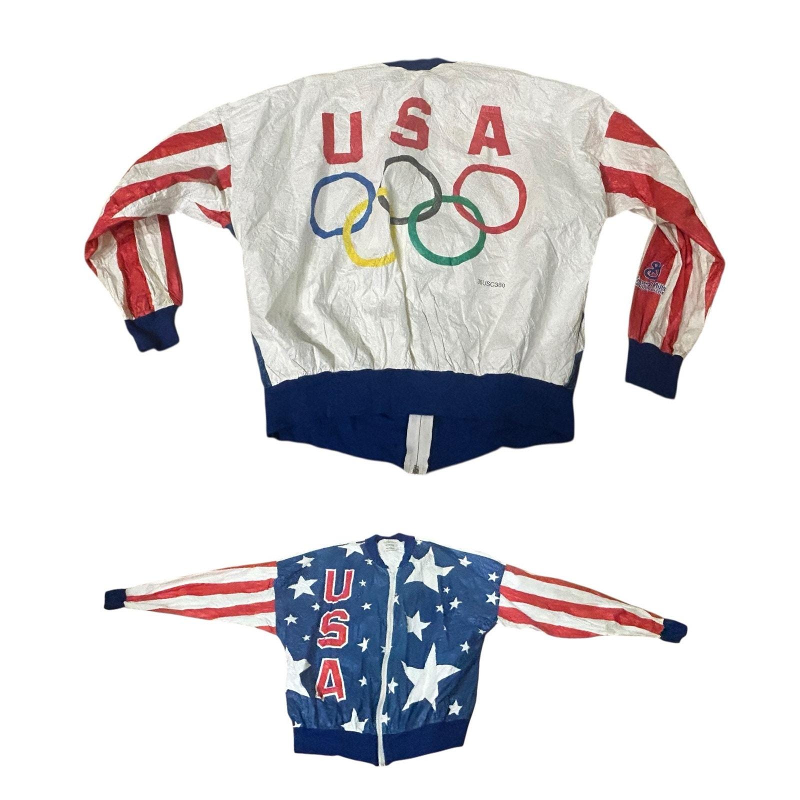 Vintage USA Olympic Tyvek Windbreaker Jacket Zip up Paper Jacket