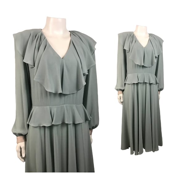 1980s Ursula of Switzerland Dress / 80s Green Desi