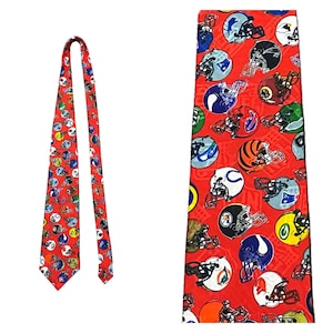 1990s Novelty NFL Necktie / RARE Team Rams Bengals Allover Novelty Print Tie / One Size