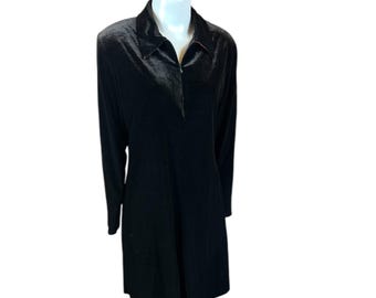 Vintage Chocolate Brown Velour Velvet Short Dress / Women’s Medium -