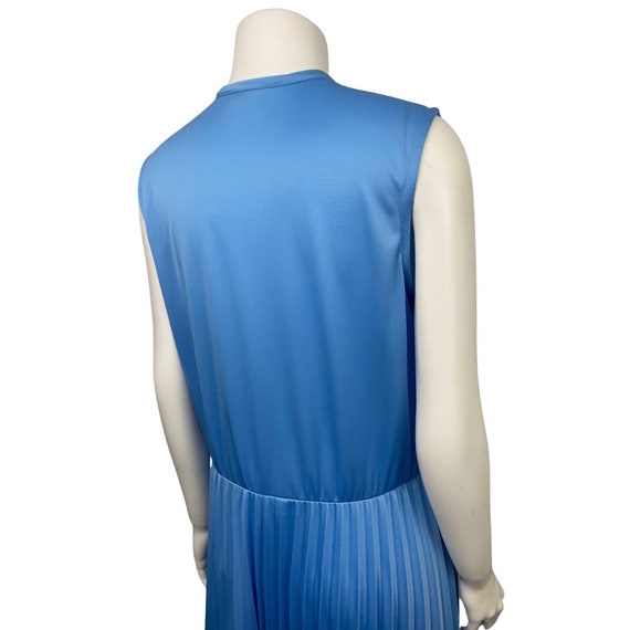 1970s Blue Sleeveless Dress Set / Pleated Dress w… - image 6